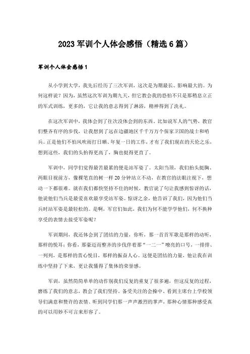 2023军训个人体会感悟(精选6篇)