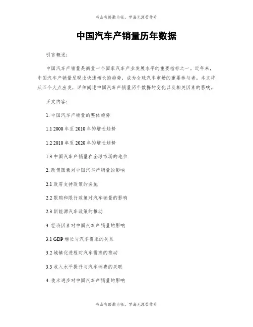 中国汽车产销量历年数据