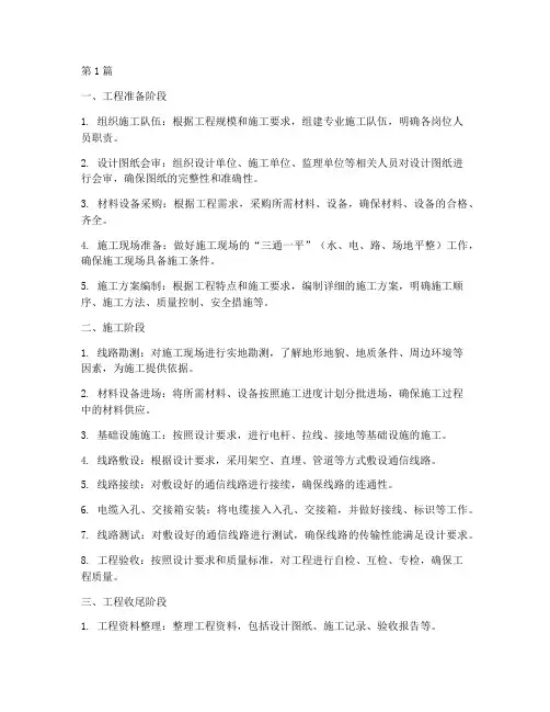 通信线路工程施工程序(3篇)
