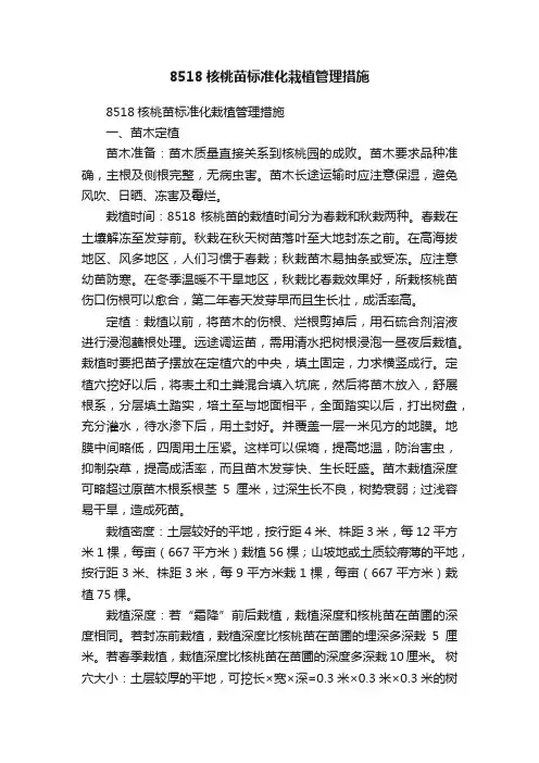 8518核桃苗标准化栽植管理措施