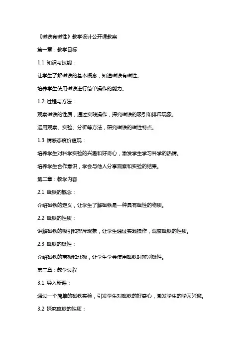 《磁铁有磁性》教学设计公开课教案