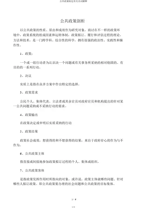 公共政策制定有关名词解释