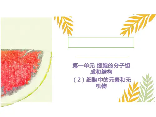 高三生物一轮复习课件细胞中的元素和无机物