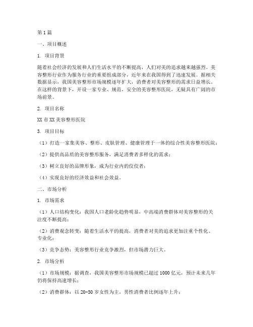 美容整形医院创业计划书(2篇)