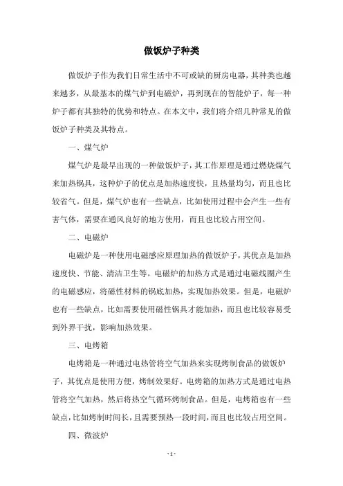 做饭炉子种类