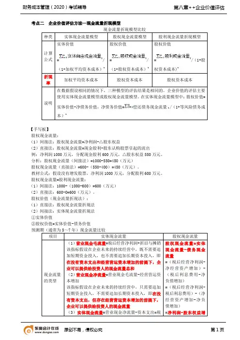 第50讲_企业价值评估方法—现金流量折现模型(1)