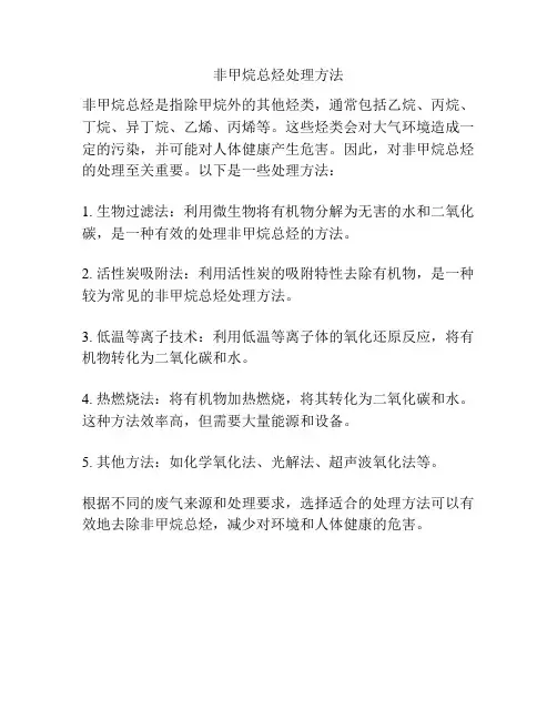 非甲烷总烃处理方法