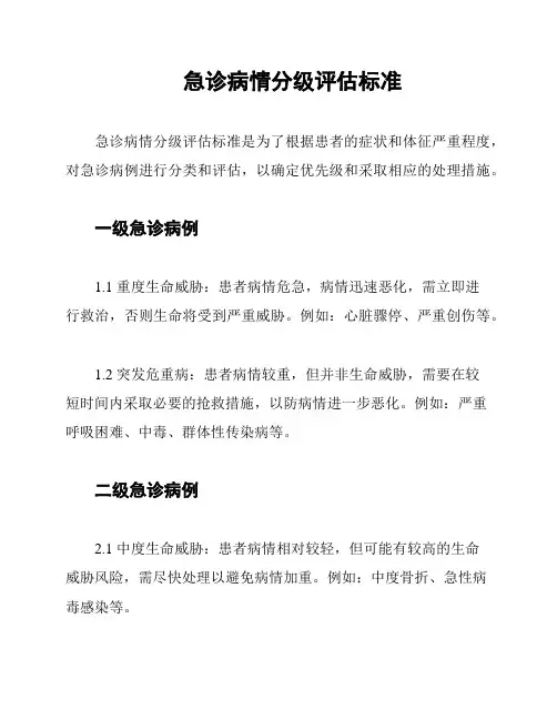 急诊病情分级评估标准