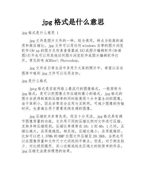 jpg格式是什么意思