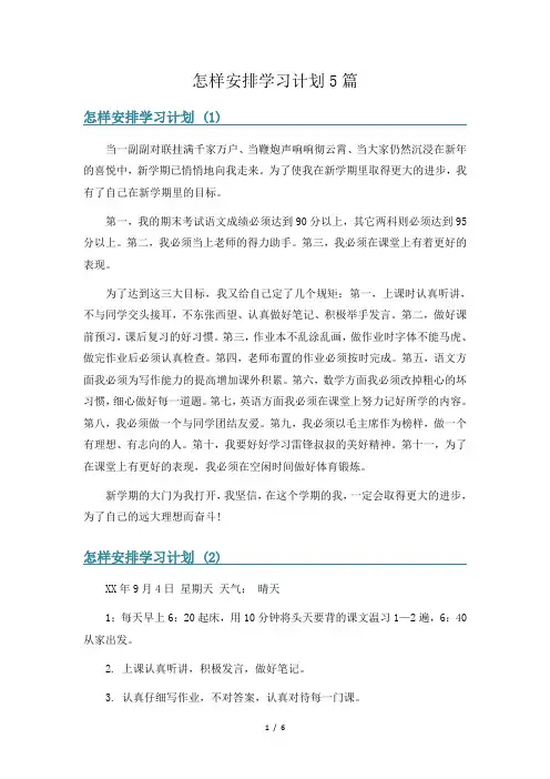 怎样安排学习计划5篇