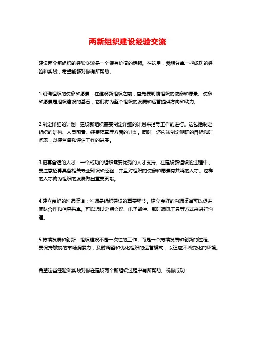 两新组织建设经验交流