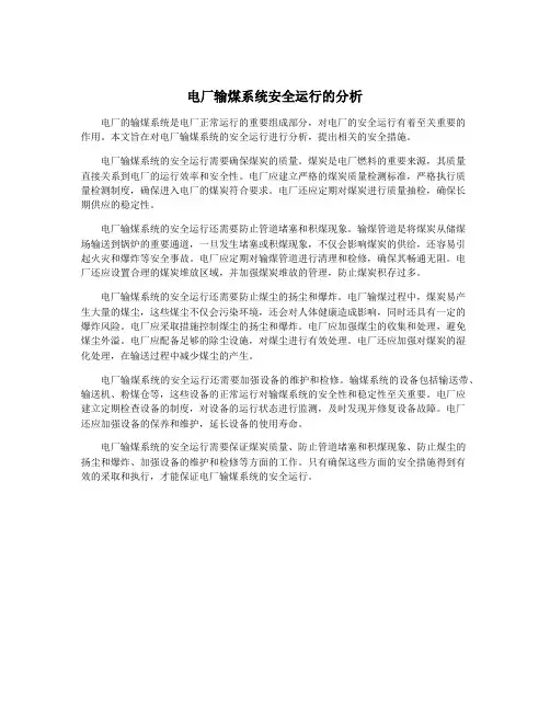 电厂输煤系统安全运行的分析