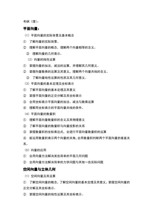 广东数学高考考纲