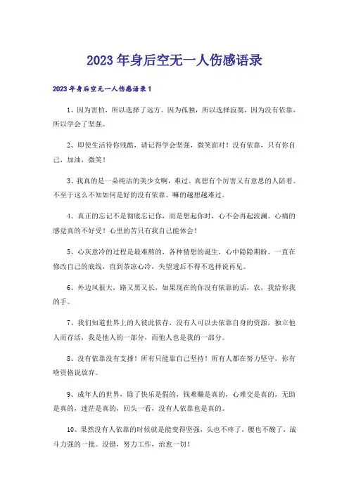 2023年身后空无一人伤感语录
