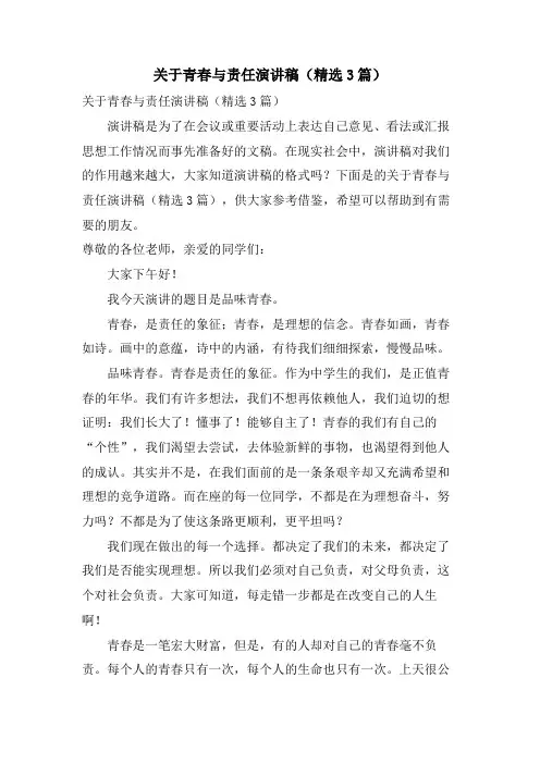 关于青春与责任演讲稿(3篇)