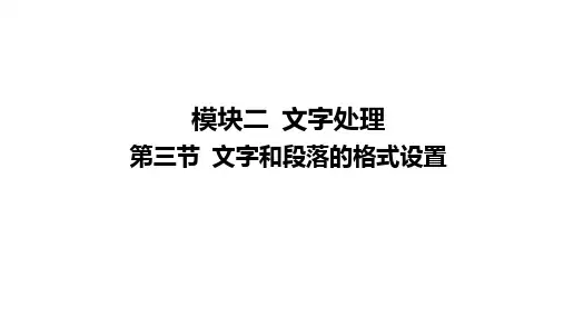 2025年云南中考信息技术总复习考点突破课件：模块二+文字处理第三节+文字和段落的格式设置