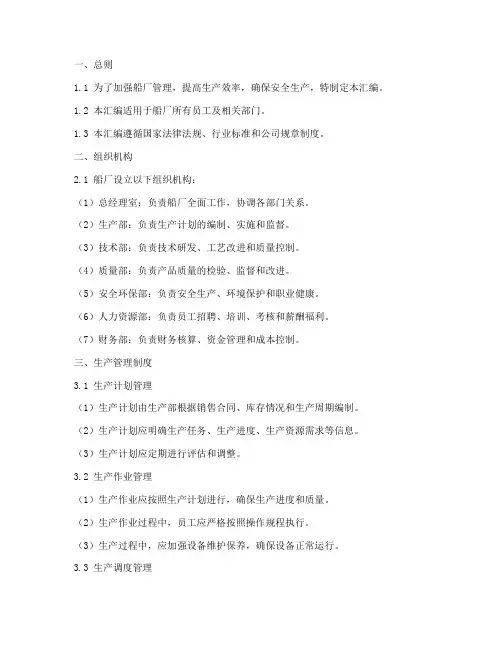 船厂精细管理制度汇编范本