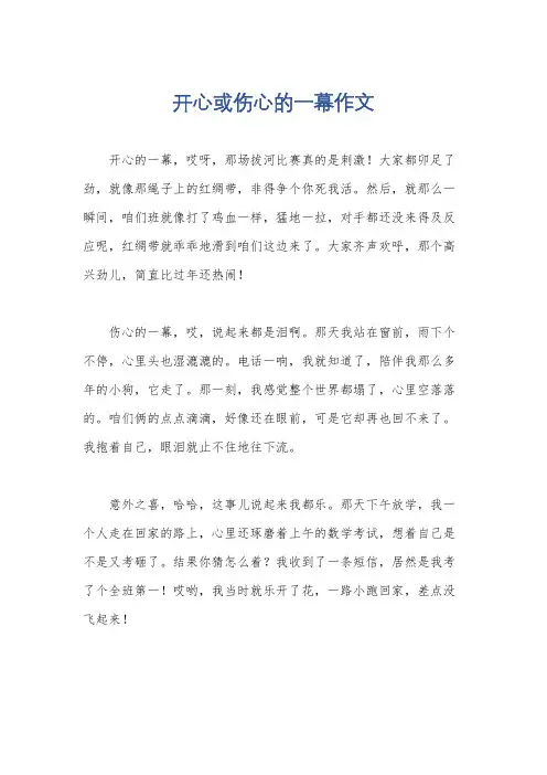 开心或伤心的一幕作文