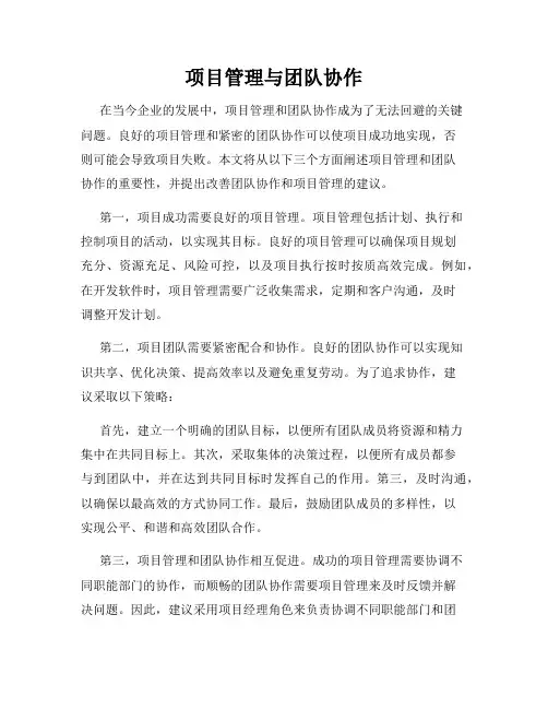 项目管理与团队协作