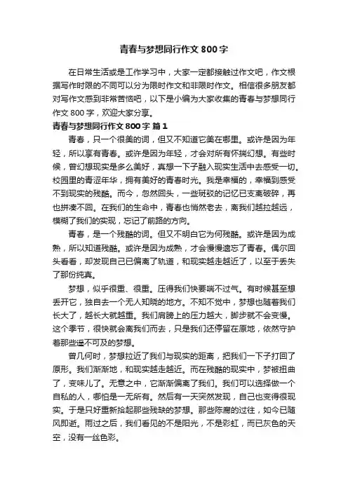 青春与梦想同行作文800字（通用24篇）