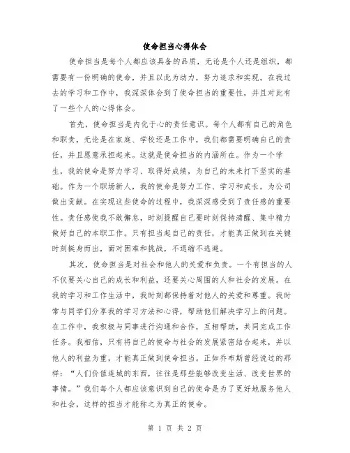 使命担当心得体会