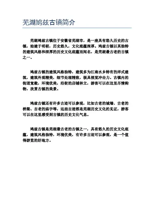 芜湖鸠兹古镇简介