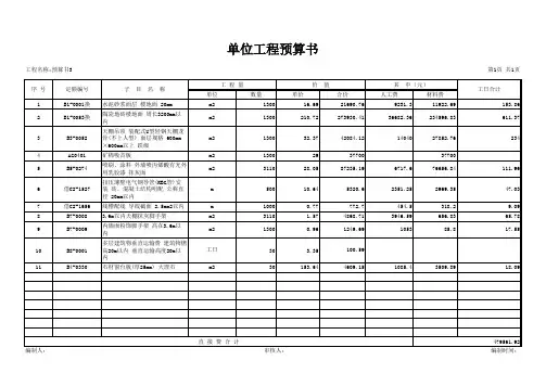 单位工程预算书(基本单位)-横向