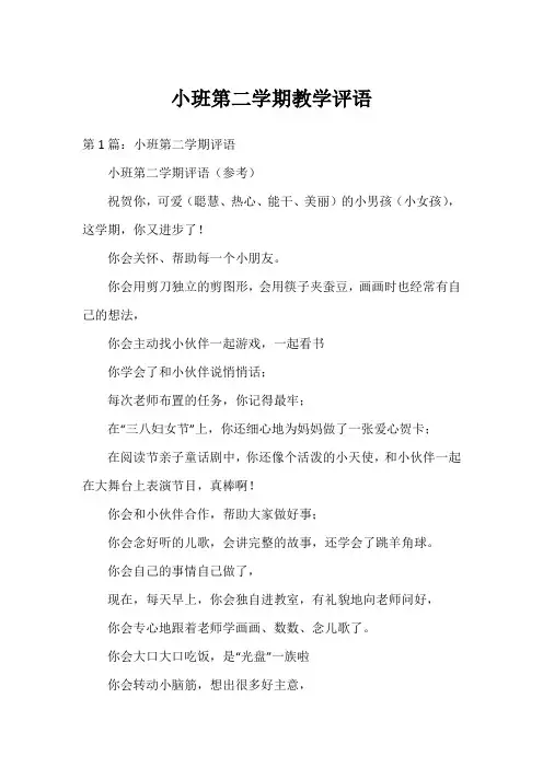 小班第二学期教学评语