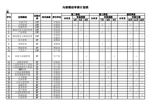 内部滚动审核计划表范例