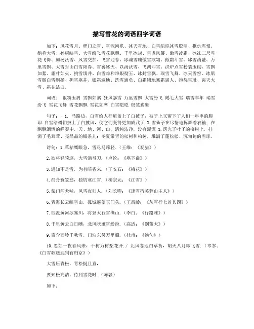 描写雪花的词语四字词语