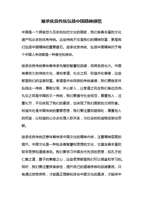 继承优良传统弘扬中国精神感悟