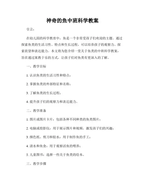 神奇的鱼中班科学教案