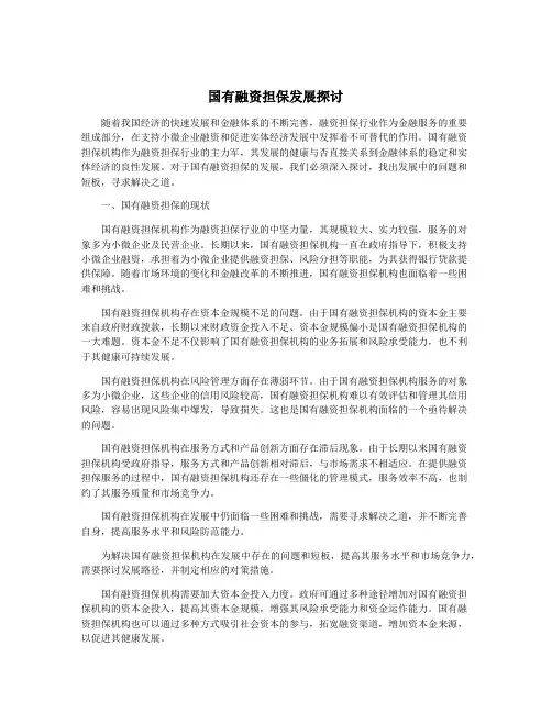 国有融资担保发展探讨
