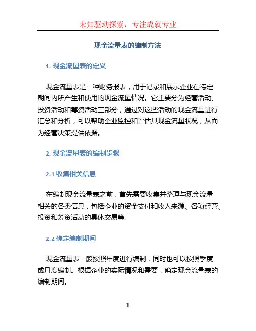 现金流量表的编制方法