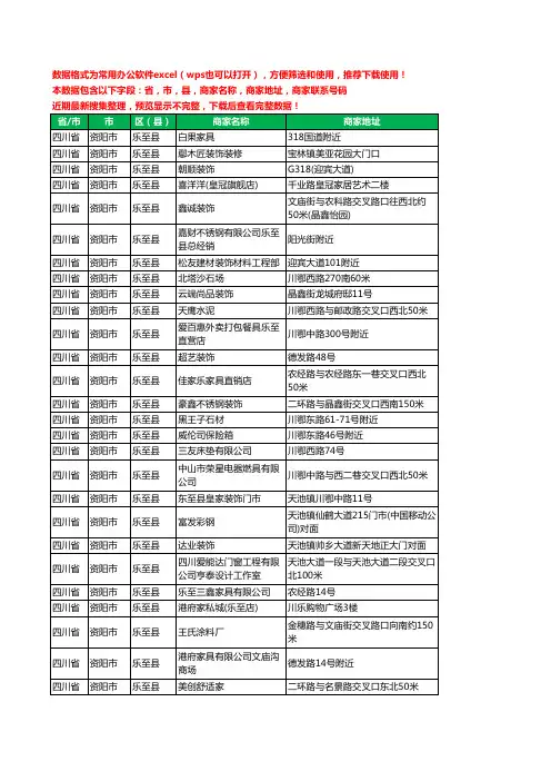 2020新版四川省资阳市乐至县家具有限公司工商企业公司商家名录名单黄页联系电话号码地址大全53家