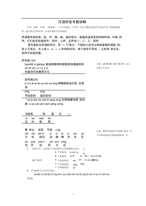 word完整版小升初汉语拼音讲解