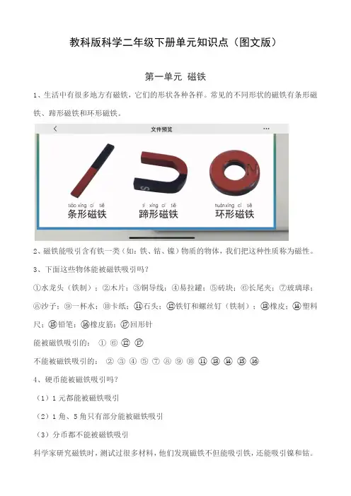 教科版科学二年级下册单元知识点(图文版)