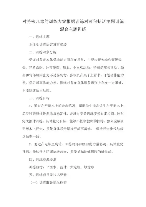 对特殊儿童的训练方案根据训练对可包括泛主题训练混合主题训练
