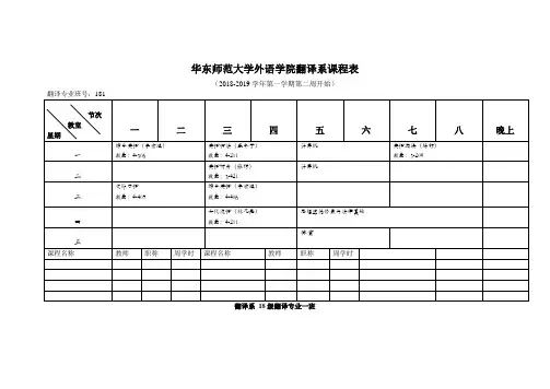 华东师范大学外语学院翻译系课程表