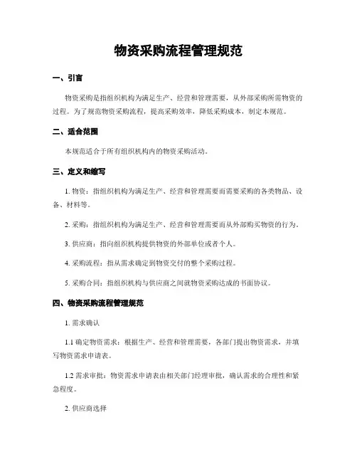 物资采购流程管理规范