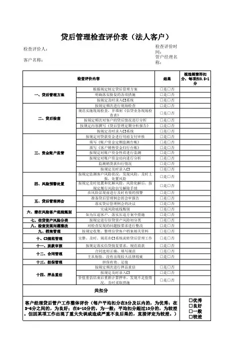 贷后管理检查表