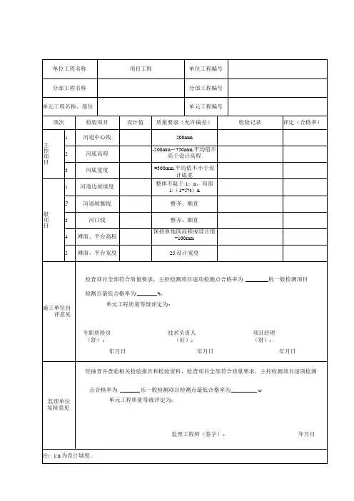 江苏水利建筑工程单元质量评定表