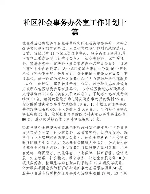 社区社会事务办公室工作计划十篇