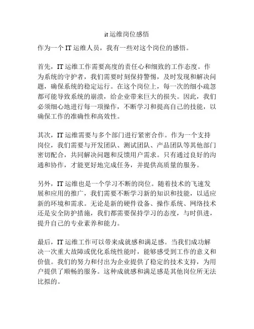it运维岗位感悟