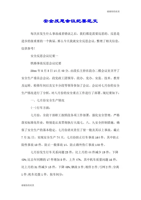 安全反思会议纪要范文.doc