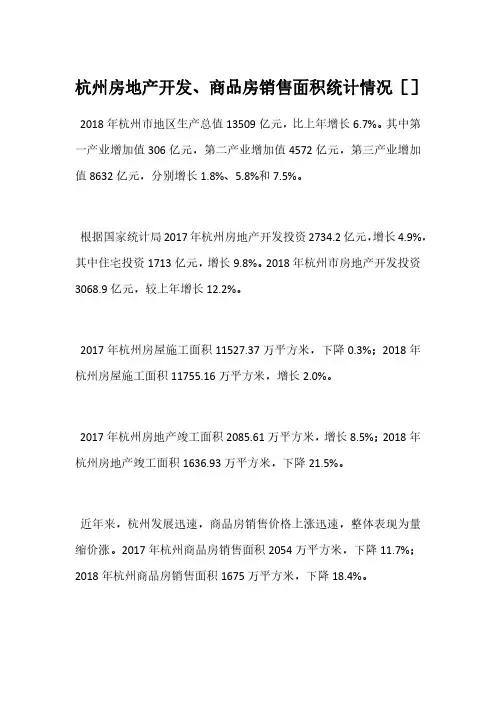 杭州房地产开发、商品房销售面积统计情况[]