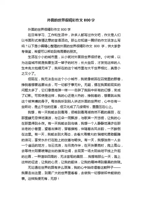 外面的世界很精彩作文800字