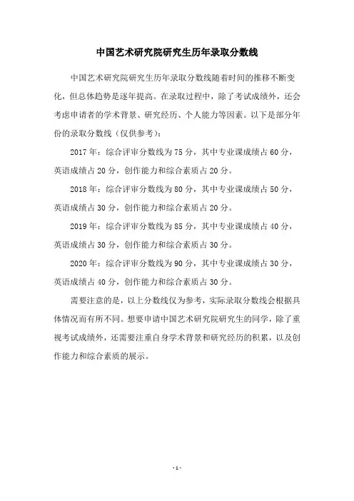中国艺术研究院研究生历年录取分数线