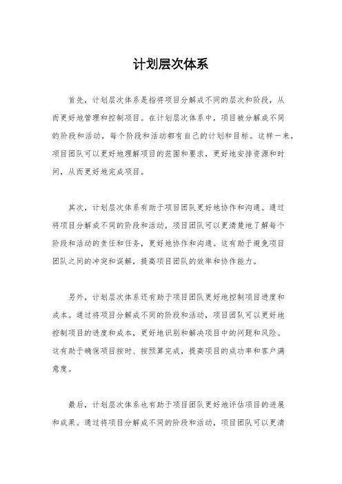 计划层次体系