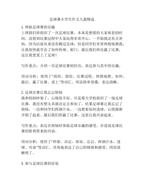 足球赛小学生作文九篇精选